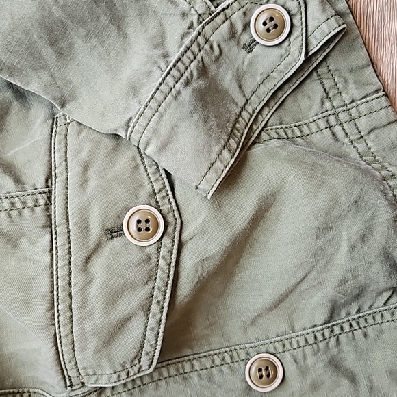 By Anthropologie Green Marley Linen Blend Oversized Utility Jacket S - Picture 7 of 9